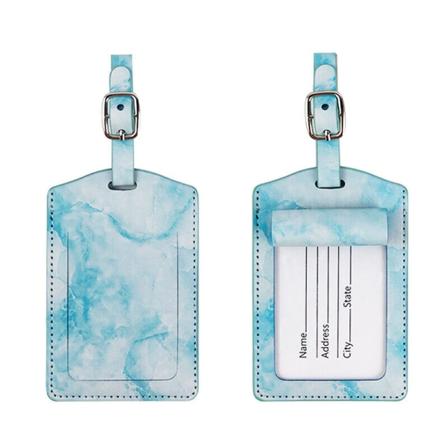 Läderbagageetiketter Resväska ID-kort Namnetikett Bagage Adress Resa Semester 3PCS Blue
