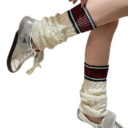 Lolitas Fotbeskyttelse Sokker Vinter Varme Kabelstrikkede Benvarmere for Kvinner Jenter Gothic Harajuku Benovertrekk Mellomlange Strømper