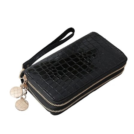 Lær Zip Around Lommebok Stor Kapasitet Kredittkort Lang Lommebok Clutch Håndleddsveske