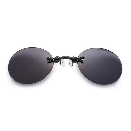 Matrix Morpheus Retro Men Round Clip On Nose Briller Solbriller Briller (sort og grå linse)