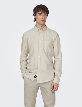 ONLY & SONS Onsgudmund Slim 1-Pkt Solid Shirt Noos - Cream - L