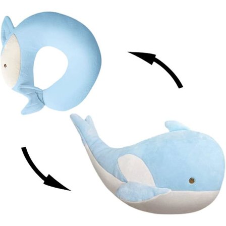 Resepudde 2 i 1 Uppblåsbar Kudde U-formad Cartoon Deformation Nackkudde, Lämplig för Bilsömn, Kontor