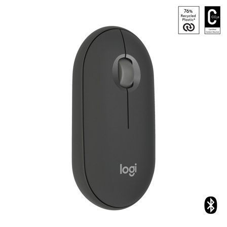 Logitech Pebble Mouse 2 M350s - mus - Bluetooth 5.2 LE - tonal grafitt