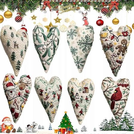 DIY Hjärta Broderi Juldekoration, Jul Hjärta Broderi Kit