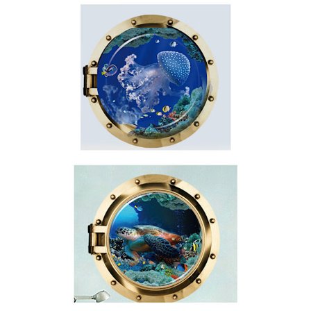 Kaksiosainen sarja 50cm × 50cm vedenalainen maailma eläinmaisema stic