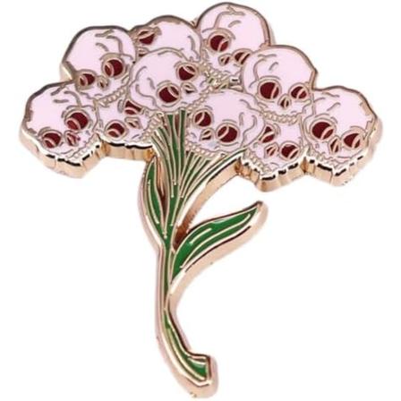 2 stk Skalleblomst Brosje Punk Stil Emalsje Kragepin Skalle Brosje Merke Fargerik Brosje Pinsett Klær Ryggsekk Tilbehør