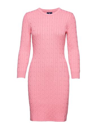 Stretch Cotton Cable Dress Polvipituinen Mekko Vaaleanpunainen GANT