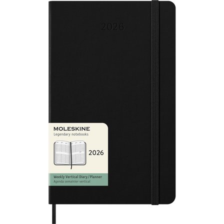 Moleskine Kalender 12M Weekly Vertical 2026 Hardcover Large Black