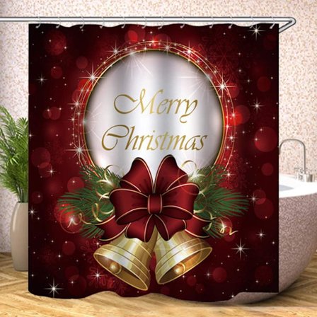 72"x72" Tommer (Røde Jule Badeforhæng) Jule Badeforhæng