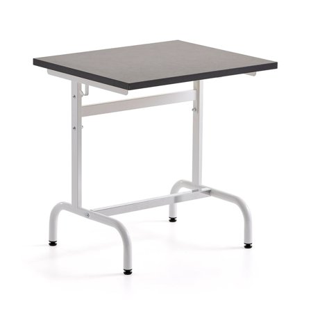 School desk 180, sound-absorbing linoleum, white/dark grey