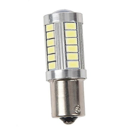 BA15S 12V Vit LED Sidoljus Indikator Billampa 1156 P21W Silver 33-LED