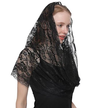 Mantilla Slør Katolsk Hovedbeklædning Sjal Spansk Broderet Shawl Kapel Slør
