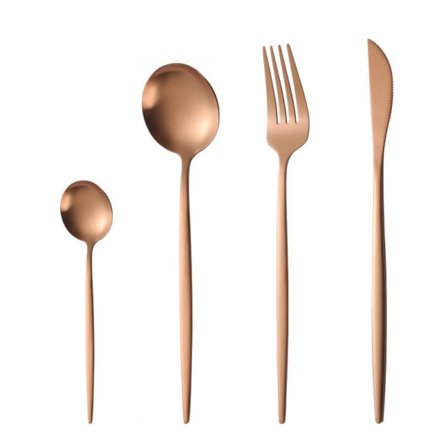 IC Matt lery porslin rostfritt stål sked och gaffel Set Matsal Rose Gold 4PCS set