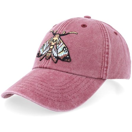 Iconic - Moth Vintage Washed Red Dad Cap Unconstructed Red Cap - @ Hatstore