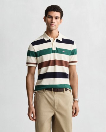 GANT Herren Poloshirt mit Streifen (M) Weiß