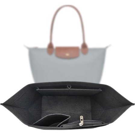 Veskeorganisator, Longchamp Pliage tote bag-organisator, størrelse L, multifunksjonell lommeorganisator i filtinnlegg for håndvesker/lommebøker.