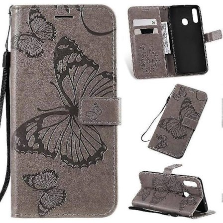 Flip-deksel for kompatibel med Samsung Galaxy A20s med kortspor, stativ, flip-stativ, magnetisk deksel, støtsikkert deksel, PU-lær