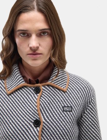 Laagam Beverly Grey Striped Cardigan - Multi/patterned - XL