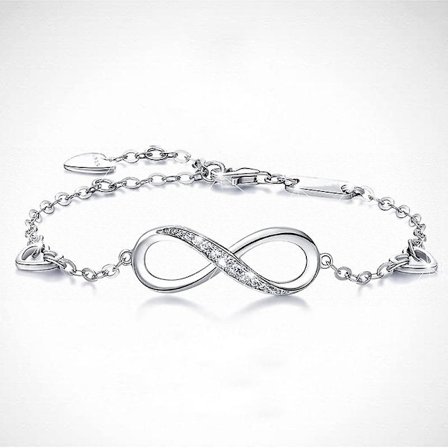 Dam 925 sterling silver berlockarmband i vitt guld