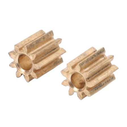 2 stk. Motor-tandhjul i messing til udskiftning af Duplo Intelli Lok modul 0,4 9 tænder -n1327
