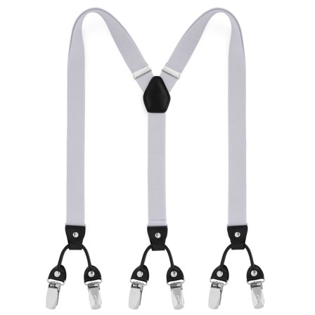 Wąskie jasnoszare szelki dla mężczyzn - Szelki na klipsy