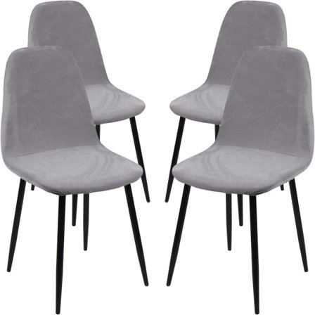 Skandinaviske fløyelsstoltrekk, sett med 4 stretch-spisestoler