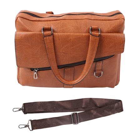 Datamaskinveske PU Vanntett Stor Kapasitet Multifunksjonell Business Bag for Bærbar PC Filer Reise Arbeid Khaki 1