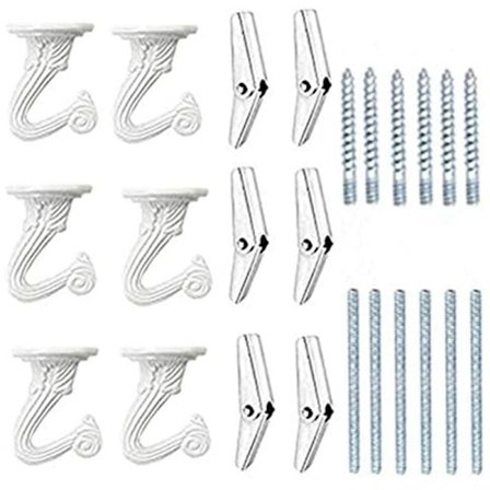 6 sæt loftkroge til ophængning af planter, ophængelige loftkroge, vægkroge, kraftige vippekroge med hardware