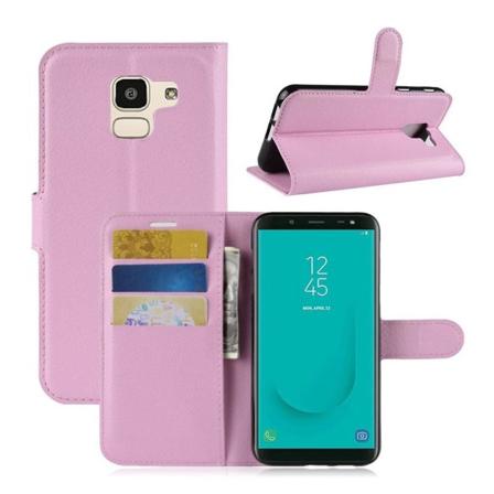 Samsung Galaxy J6 Liitsihedelmän Jyvä PU Nahka Lompakko Suoja kotelo - Pinkki Pink