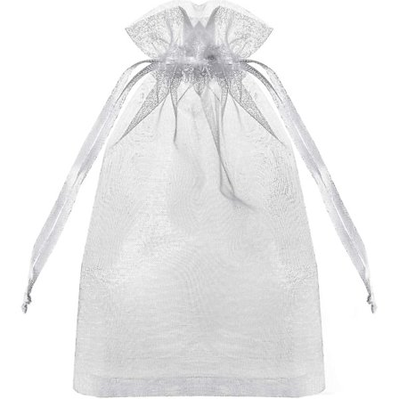 50 stk 10x15 cm Premium Sheer Organza Vesker Bryllupsgave Vesker Med Snøring Smykker Gaveposer(Hvit)