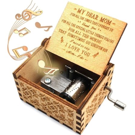 Mors trämspelldosa, du är min solsken, en gåva från min dotter och son till mamma, vintage laserutskuren handvevad trämspelldosa