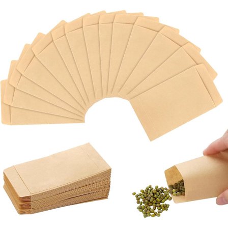 100 kpl paperipusseja - mini voimapaperipussit - 10x6 cm - repeytymättömiä - voimapaperisiemenpussit