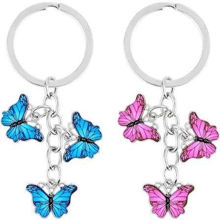 2 st fjärilsnyckelringar för kvinnor, söt nyckelring flickaktig fjärilsnyckelring för flickor, för nyckelväska plånbokstillbehör