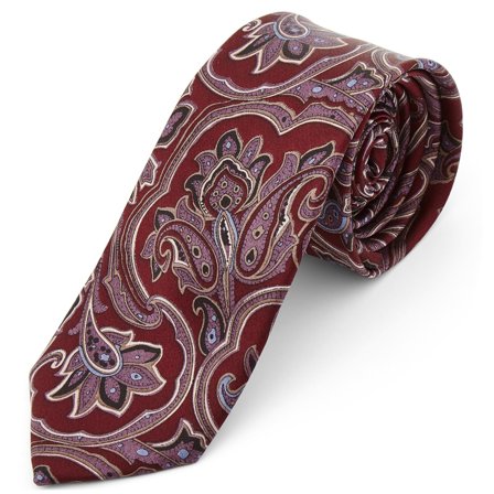 Red & Lavender Baroque Silk Tie for Men - Patterned Ties