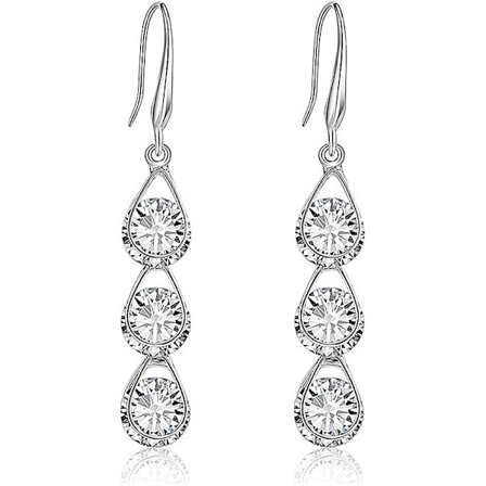 Kvinde Øreringe Lange dråbe øreringe i form af østrigsk krystal zirkonia