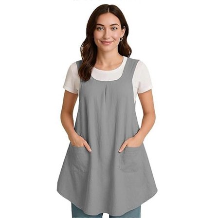 Forklæde med lomme, bomuldslinned, japansk rygforklæde til havearbejde og maling (LGL)