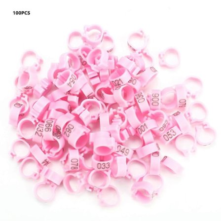 100 st 8MM Numrerade Plast Fågelben Band Ringar - 001-100
