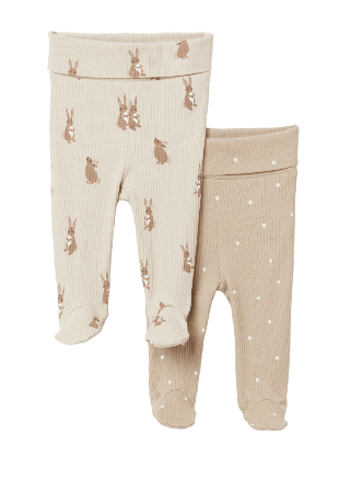 RIKIKI Ribbade leggings med fot INA, 2-pack Underdelar Brun 68