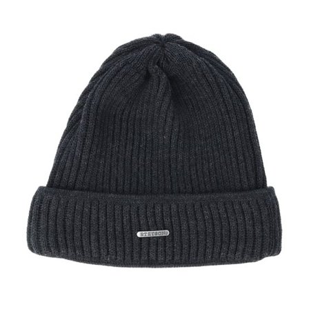 Stetson - Svart cuff Beanie - Merino Wool Black Beanie @ Hatstore
