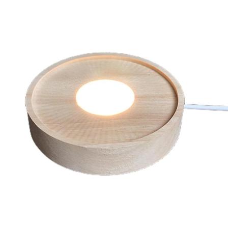 Pyöreän muotoinen näyttöjalusta Led-valojen näyttöjalusta Crystal Wood Lighting Base
