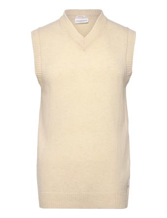 Lambswool V-Neck Slipover Tops Knitwear Knitted Vests Cream Lindbergh