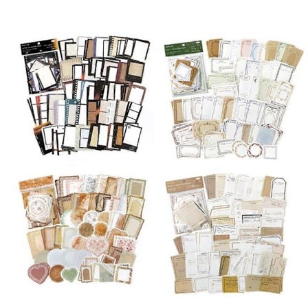 400 stk. Selvklebende Scrapbooking Vintage Papir Scrapbooking Vintage Klistremerker Scrapbooking Transparente PET Klistremerker Vintage Forskjellige 