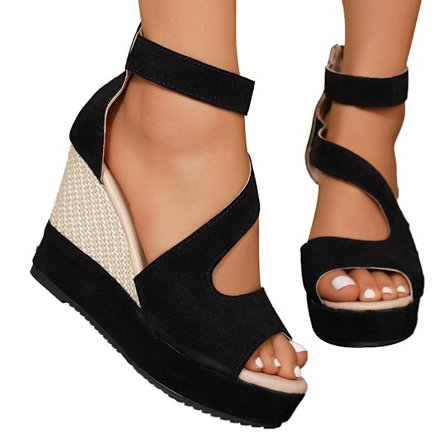 Dame Platform Sandaler Kilehæl Åben Tå Ankelrem Sko