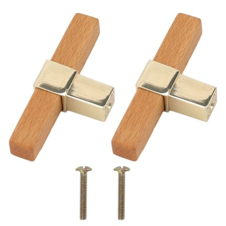 2 stk. trægreb til skab med enkelt hul til dørgreb til køkkenskuffe, skab, skab, gyldent