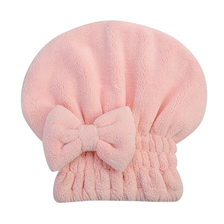 Koral fleece stærk absorberende tørrehårshætte badehætte med sløjfe
