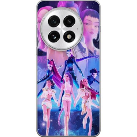 Yhteensopiva Puhelinkuori OnePlus 13 K-pop-inspiroinut tulevaisuutta ennakoiva tyttöryhmä neonvaloissa ja kosmisessa sci-fi-esiintymislavalla