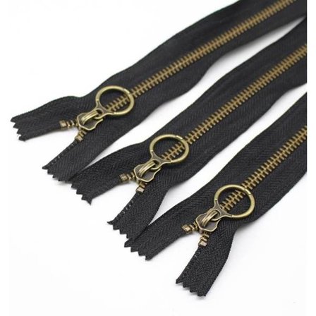 10 stk. 30 cm metal lynlåse antik messing ikke-separerbar #5 sort metal lynlås skyder til skrædder syning håndværk taske beklædningsgenstand