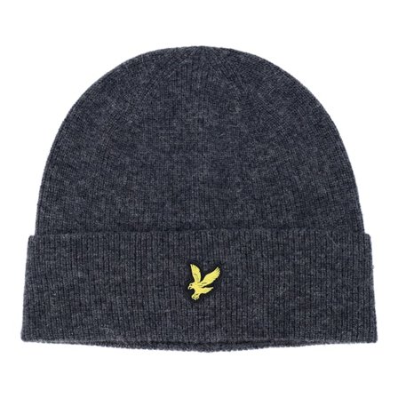 Lyle & Scott - Grau Cuff Mütze - Lambswool Blend Ribbed Beanie Charcoal Marl Cuff @ Hatstore