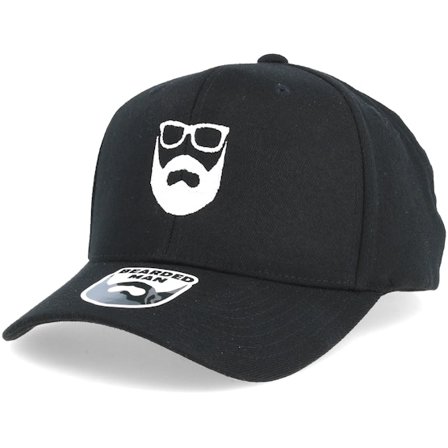 Bearded Man - Logo 110 Black Adjustable Adjustable Black Cap - @ Hatstore