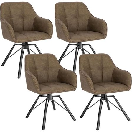 Rootz roterande matsalsstolar - Vridstolar - Bekväm sittplats - 360° vridbar, ergonomisk design, hållbar konstruktion - Vintage konstläder + metall -